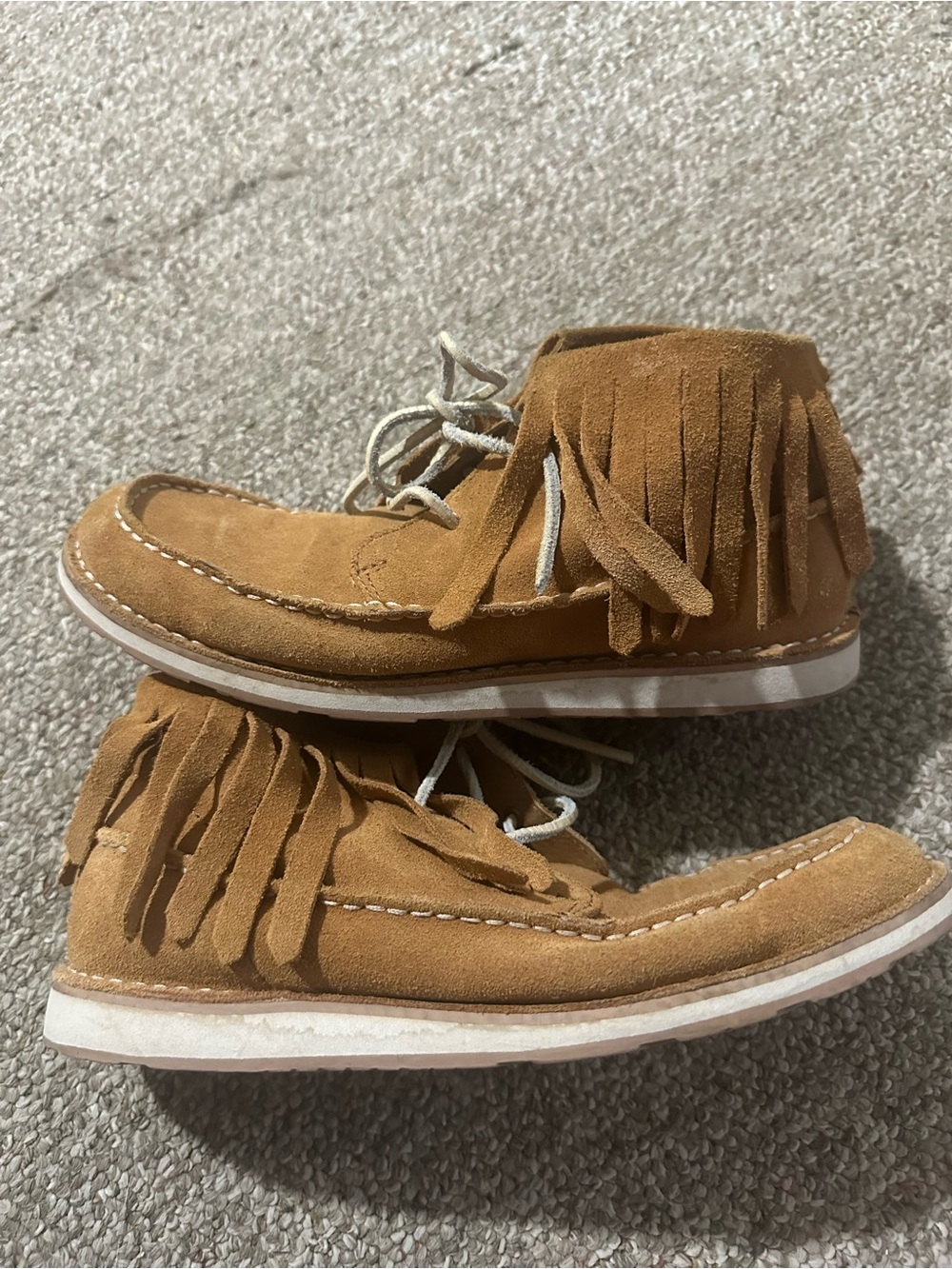 Ariat Women's Suede Fringe Ankle Booties - Tan Brown size 8B